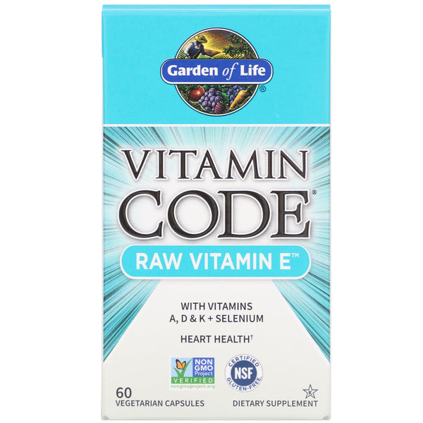 Garden of Life, Vitamin Code, RAW Vitamin E, 60 Vegetarian Capsules - The Supplement Shop