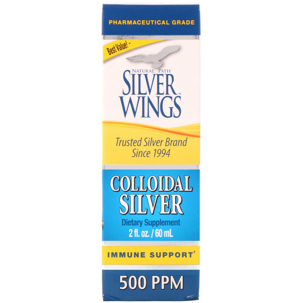 Natural Path Silver Wings, Colloidal Silver, 500 PPM, 2 fl oz (60 ml) - The Supplement Shop