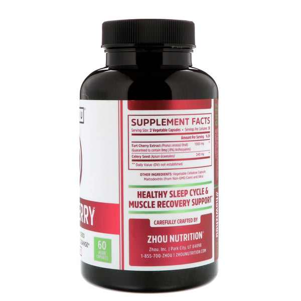 Zhou Nutrition, Tart Cherry Extract + Celery Seed, 60 Veggie Capsules - The Supplement Shop
