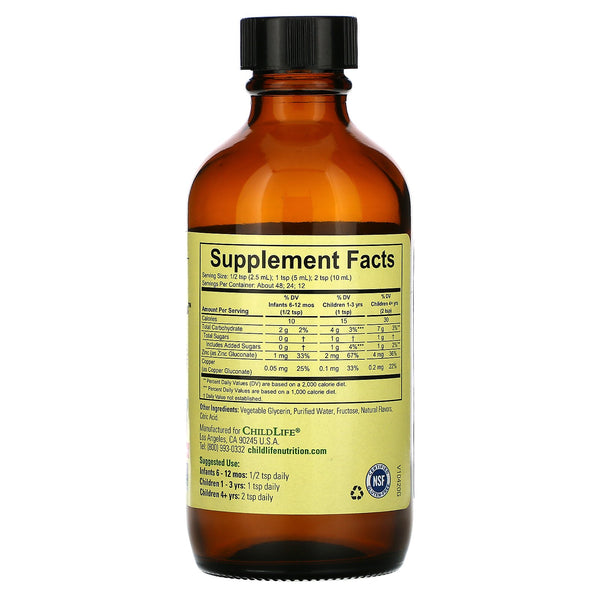 ChildLife, Essentials, Zinc Plus, Natural Mango Strawberry Flavor, 4 fl oz (118 ml) - The Supplement Shop