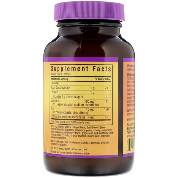 Bluebonnet Nutrition, EarthSweet, Zinc Lozenges, Natural Orange Flavor, 15 mg, 60 Lozenges - The Supplement Shop