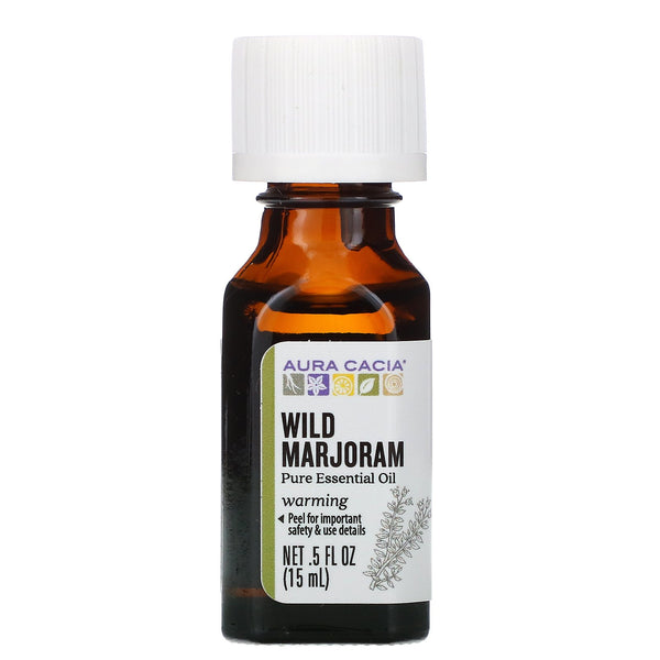 Aura Cacia, Pure Essential Oil, Wild Marjoram, .5 fl oz (15 ml) - The Supplement Shop