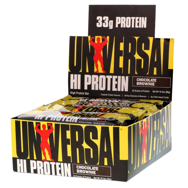 Universal Nutrition, Hi Protein Bar, Chocolate Brownie, 16 Bars, 3 oz (85 g) Each - The Supplement Shop