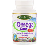 Paradise Herbs, Omega Sure, Omega-3 Concentrate , 1,000 mg, 60 Pesco Vegetarian Softgels - The Supplement Shop