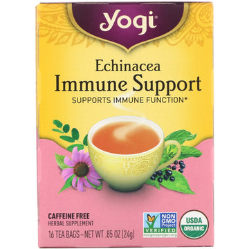 Yogi Tea, Echinacea Immune Support, Caffeine Free, 16 Tea Bags, .85 oz (24 g)