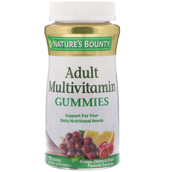Nature's Bounty, Adult Multivitamin Gummies, Orange, Cherry & Grape Flavored, 75 Gummies - The Supplement Shop