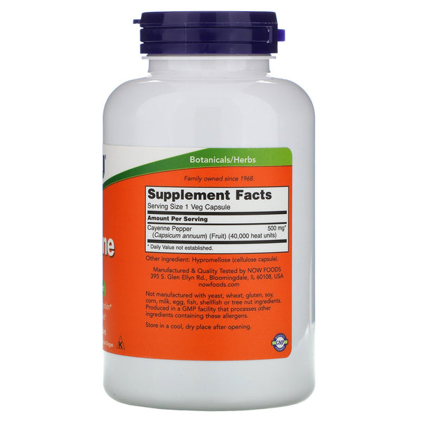Now Foods, Cayenne, 500 mg, 250 Veg Capsules - The Supplement Shop