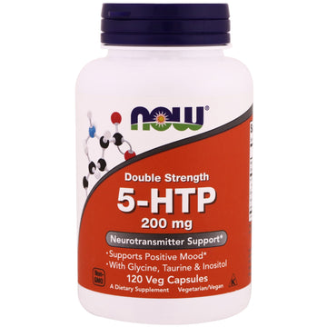 Now Foods, 5-HTP, Double Strength, 200 mg, 120 Veg Capsules