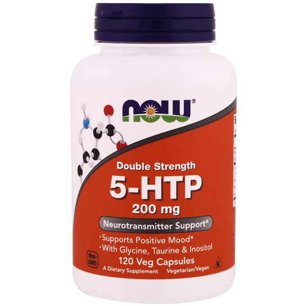 Now Foods, 5-HTP, Double Strength, 200 mg, 120 Veg Capsules - The Supplement Shop
