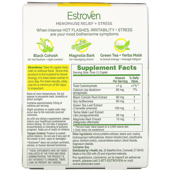 Estroven, Menopause Relief, Maximum Strength + Energy, 28 Once Daily Caplets - The Supplement Shop