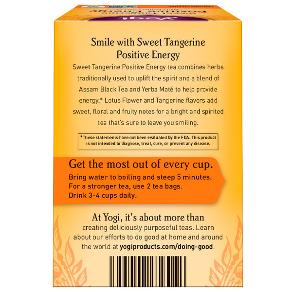Yogi Tea, Positive Energy, Sweet Tangerine, 16 Tea Bags, 1.02 oz (29 g) - The Supplement Shop
