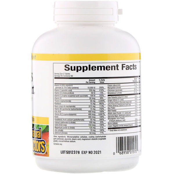 Natural Factors, Men's MultiStart, Vitamin A Day for Men, 120 Tablets - The Supplement Shop