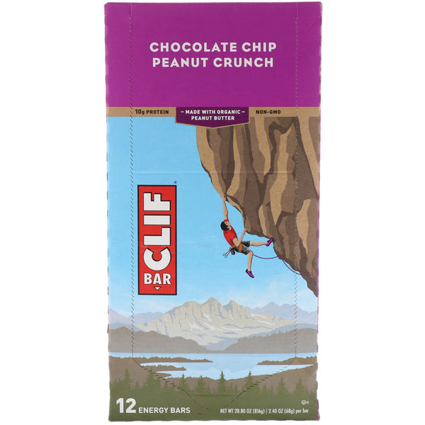 Clif Bar, Energy Bar, Chocolate Chip Peanut Crunch, 12 Bars, 2.40 oz (68 g) Each - The Supplement Shop