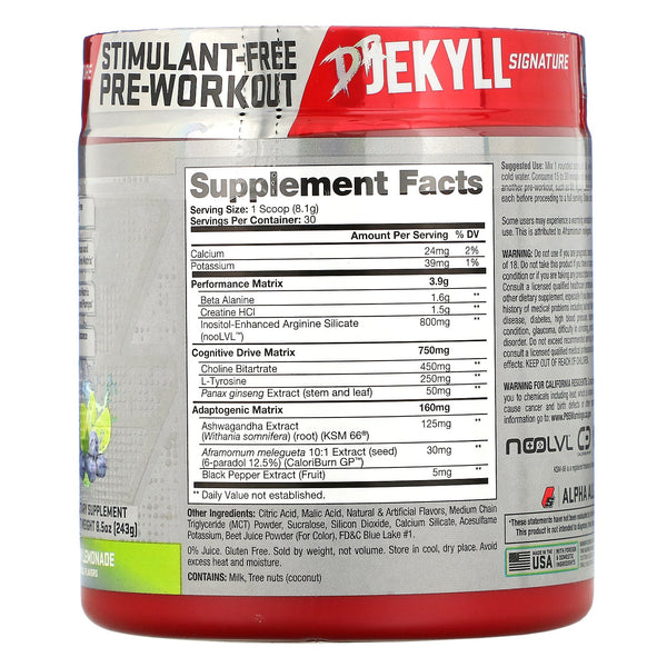 ProSupps, Dr. Jekyll Signature, Stimulant-Free Pre-Workout, Blueberry Lemonade, 8.5 oz (243 g) - The Supplement Shop