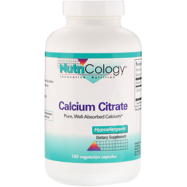 Nutricology, Calcium Citrate, 180 Vegetarian Capsules - The Supplement Shop