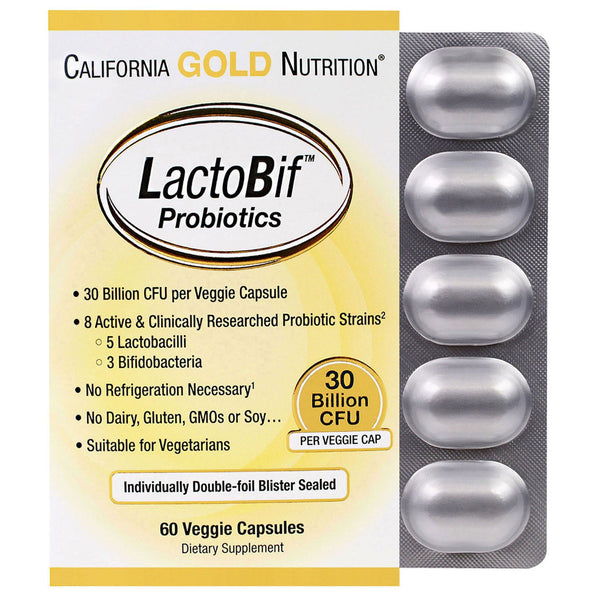 California Gold Nutrition, LactoBif Probiotics, 30 Billion CFU, 60 Veggie Capsules - The Supplement Shop