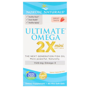 Nordic Naturals, Ultimate Omega 2X, Strawberry, 1,120 mg, 60 Mini Soft Gels