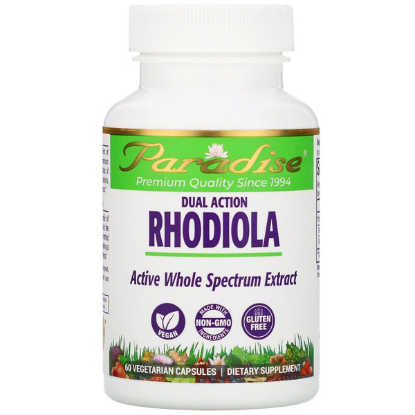 Paradise Herbs, Dual Action Rhodiola, 60 Vegetarian Capsules - The Supplement Shop