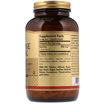 Solgar, Taurine, 500 mg, 250 Vegetable Capsules