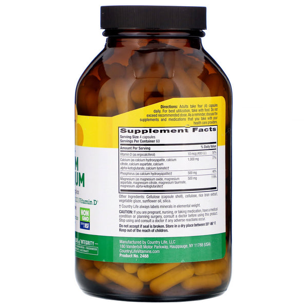 Country Life, Target-Mins Calcium Magnesium with Vitamin D Complex, 240 Vegan Capsules - The Supplement Shop