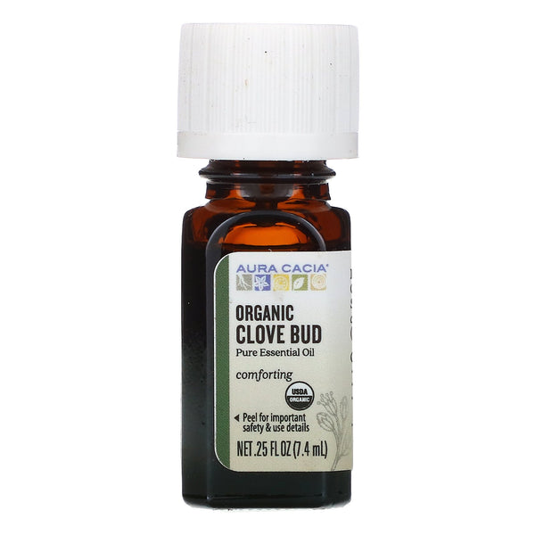 Aura Cacia, Pure Essential Oil, Organic Clove Bud, .25 fl oz (7.4 ml) - The Supplement Shop