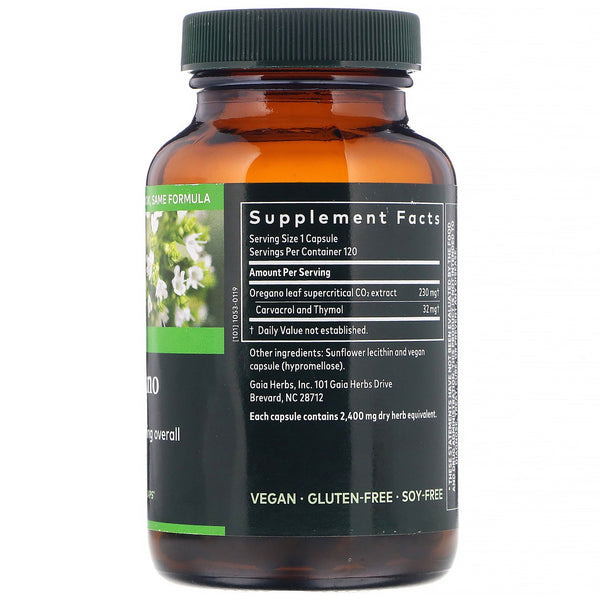 Gaia Herbs, Oil of Oregano, 120 Vegan Liquid Phyto-Caps - The Supplement Shop