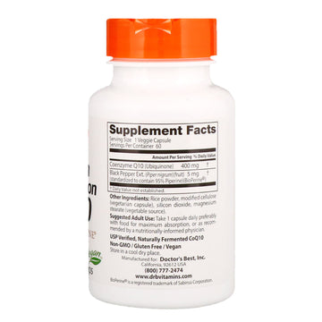 Doctor's Best, High Absorption CoQ10 with BioPerine®, 400 mg, 60 Veggie Caps