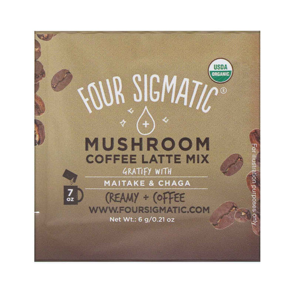 Four Sigmatic, Mushrooms Coffee Latte Mix, 10 Packets, 0.21 oz (6 g) Each - The Supplement Shop
