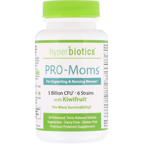 Hyperbiotics, PRO-Moms, with Kiwifruit, 5 Billion CFU, 30 Time-Release Tablets - The Supplement Shop