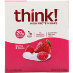 ThinkThin, High Protein Bars, Berries & Creme, 10 Bars, 2.1 oz (60 g) Each - The Supplement Shop