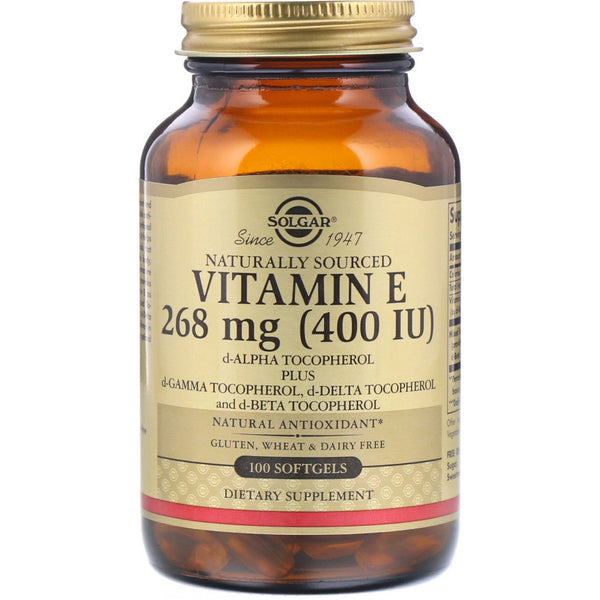Solgar, Naturally Sourced Vitamin E, 268 mg (400 IU), 100 Softgels - The Supplement Shop