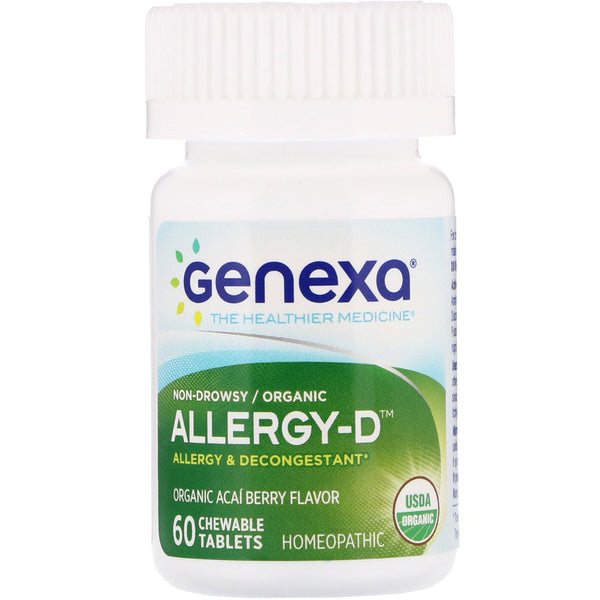 Genexa, Allergy-D, Allergy & Decongestant, Organic Acai Berry Flavor, 60 Chewable Tablets - The Supplement Shop