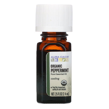 Aura Cacia, Pure Essential Oil, Organic Peppermint, .25 fl oz (7.4 ml)