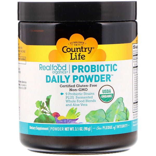Country Life, Realfood Organics, Probiotic Daily Powder, 3.1 oz (90 g) - The Supplement Shop