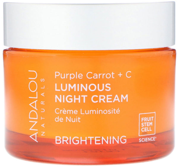 Andalou Naturals, Luminous Night Cream, Purple Carrot + C, Brightening, 1.7 fl oz (50 ml) - The Supplement Shop