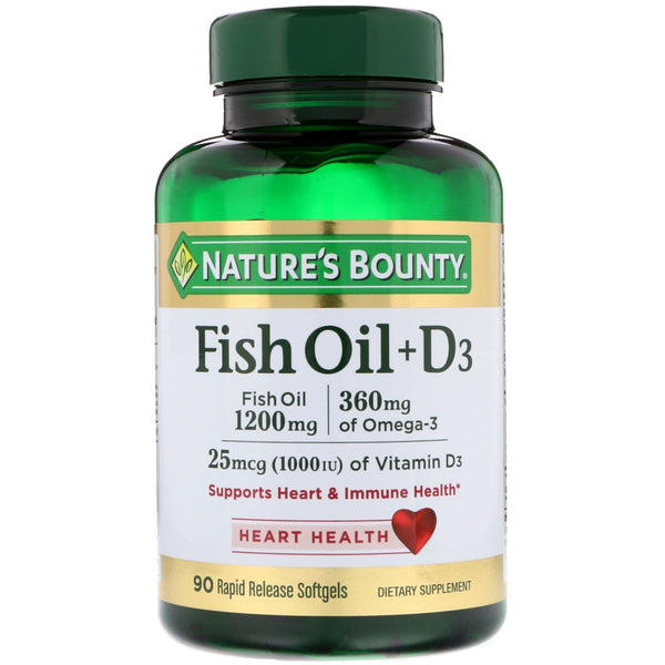 Nature's Bounty, Fish Oil + D3, 90 Rapid Release Softgels - The Supplement Shop