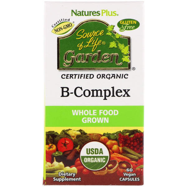 Nature's Plus, Source of Life Garden, Certified Organic B-Complex, 60 Vegan Capsules - The Supplement Shop