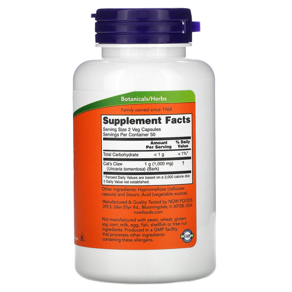 Now Foods, Cat's Claw, 500 mg, 100 Veg Capsules - The Supplement Shop