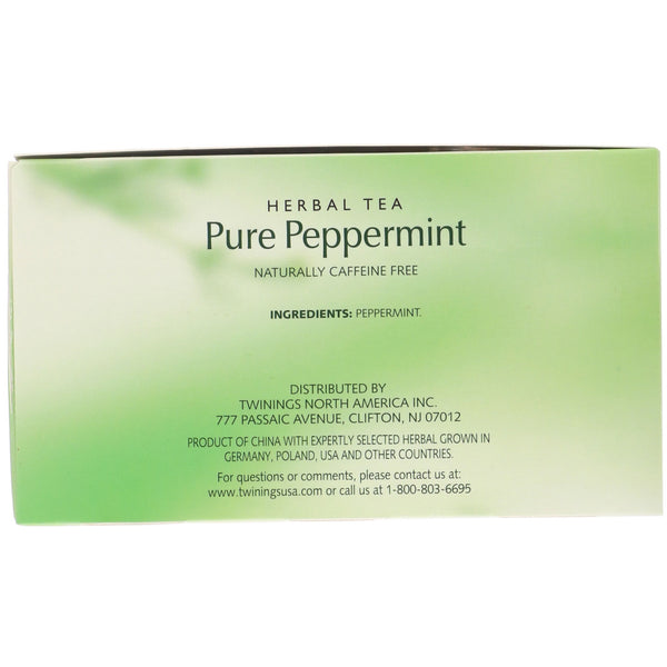 Twinings, Herbal Tea, Pure Peppermint, Caffeine Free, 50 Tea Bags, 3.53 oz (100 g) - The Supplement Shop