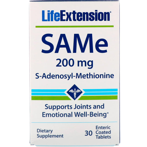 Life Extension, SAMe, S-Adenosyl-Methionine, 200 mg, 30 Enteric Coated Tablets - The Supplement Shop