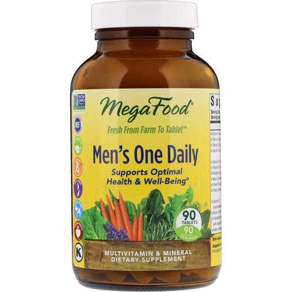 MegaFood, Men's One Daily, Iron Free, 90 Tablets - The Supplement Shop