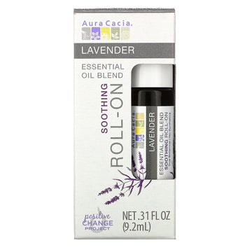 Aura Cacia, Essential Oil Blend, Soothing Roll-On, Lavender, 0.31 fl oz (9.2 ml)