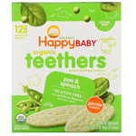 Happy Family Organics, Organic Teethers , Gentle Teething Wafers, Sitting Baby, Pea & Spinach, 12 Packs, 0.14 oz (4 g) Each - The Supplement Shop