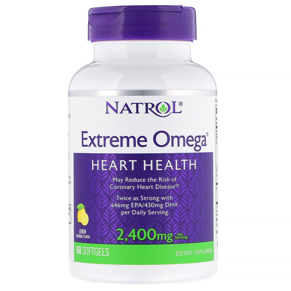 Natrol, Extreme Omega, Lemon, 2,400 mg, 60 Softgels - The Supplement Shop
