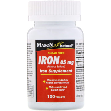 Mason Natural, Iron, Sugar Free, 65 mg, 100 Tablets
