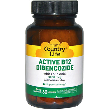 Country Life, Active B12 Dibencozide, 3000 mcg, 60 Lozenges