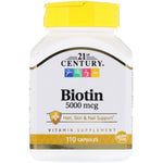 21st Century, Biotin, 5,000 mcg, 110 Capsules - The Supplement Shop