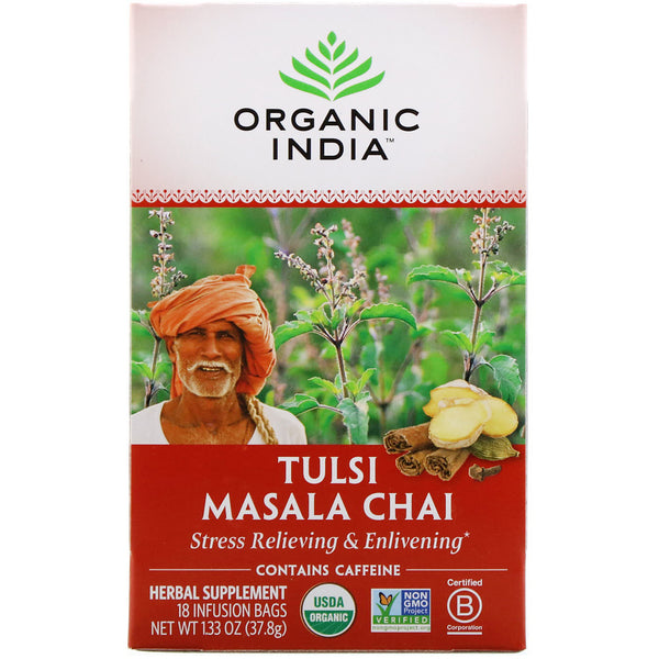 Organic India, Tulsi Tea, Masala Chai, 18 Infusion Bags, 1.33 oz (37.8 g) - The Supplement Shop