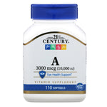 21st Century, Vitamin A, 3,000 mcg (10,000 IU), 110 Softgels - The Supplement Shop