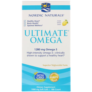 Nordic Naturals, Ultimate Omega, Lemon, 1,280 mg, 180 Soft Gels
